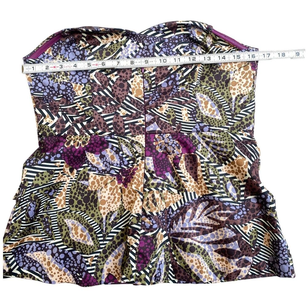 Anthropologie FEI Persir Peplum Bustier Top Size 8/M Strapless Multicolor Print - Picture 14 of 15